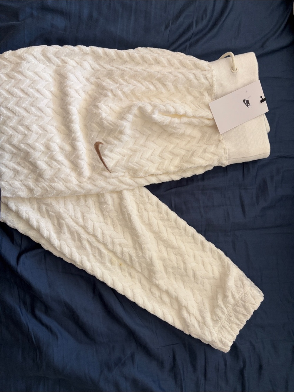 Nike Cream Cable-Textured Joggers with Brown Swoosh